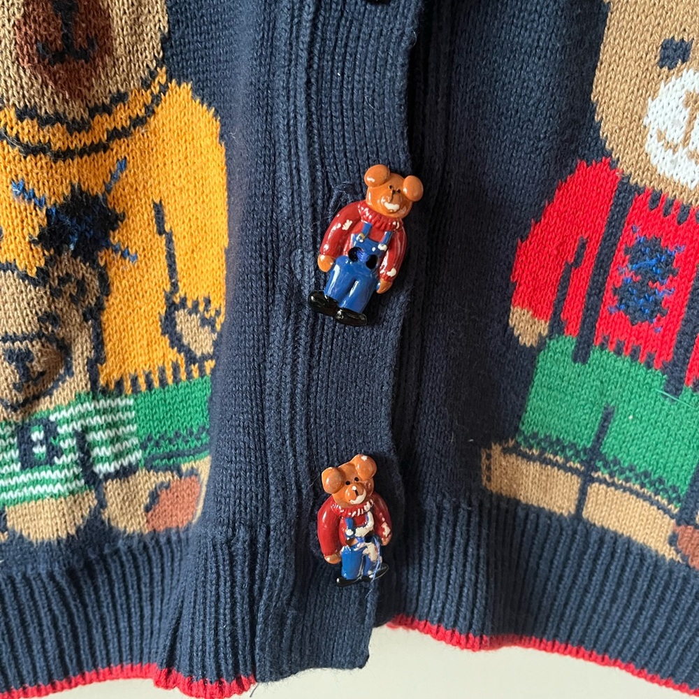 Vintage 90s Y2K Sweater Loft Bears Family Vest Ralph Lauren Inspired Holiday - Picture 4 of 9